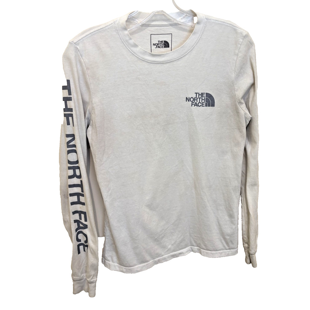 The North Face T Shirt Mens X-Small Long Sleeve T Shirt White Logo Top Tee